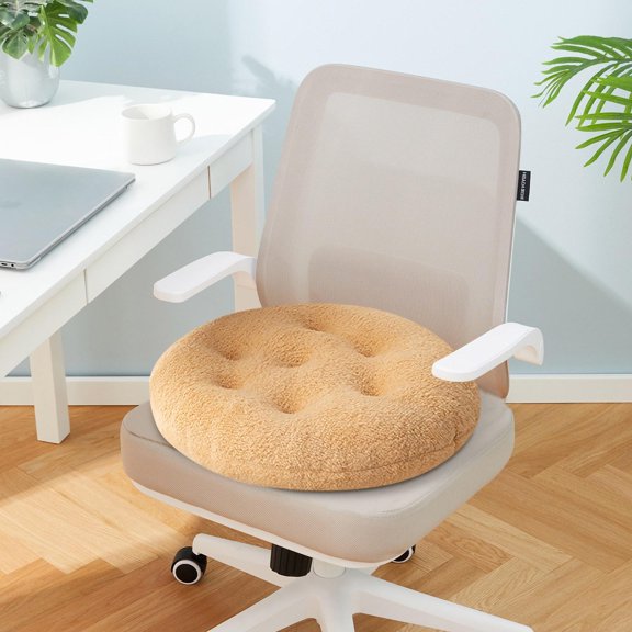 Round Sheepskin Chair Pad, Thickened Seat Cushion, Cozy Bedroom Windowsill Mat, Soft Plush Stool Topper, Washable Comfort Pad