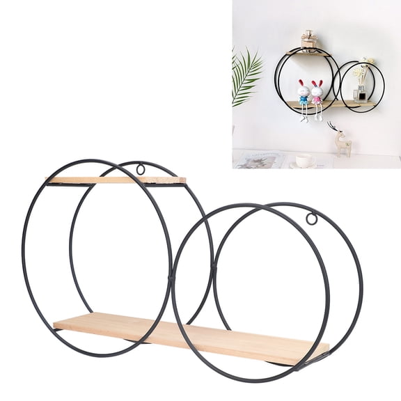 Round Shelf, Strong Load Bearing Capacity Circle Shelf Wall Decor Iron Log  For Office For Living Room For Tea House