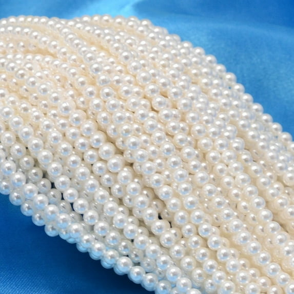 Round Shell Pearl Bead Strands White 3mm Hole: 0.5mm about 122pcs/strand 15.74 inch