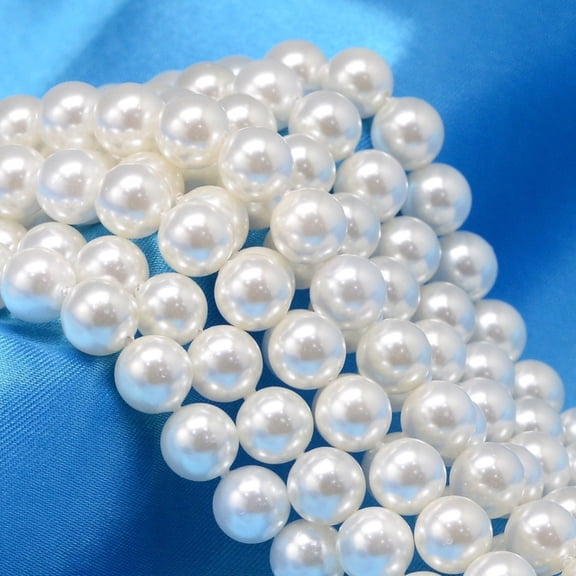 Round Shell Pearl Bead Strands White 6mm Hole: 0.8mm 60pcs/strand 15.74 inch