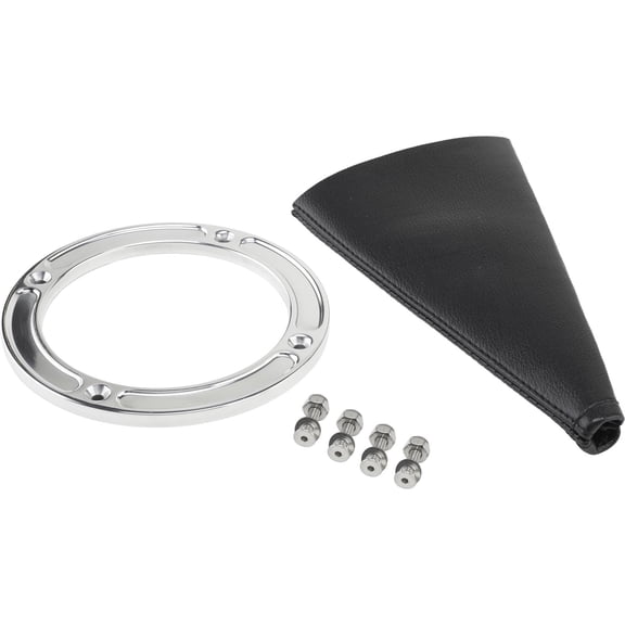 Round Shifter Boot with Billet Aluminum Ring, Polished