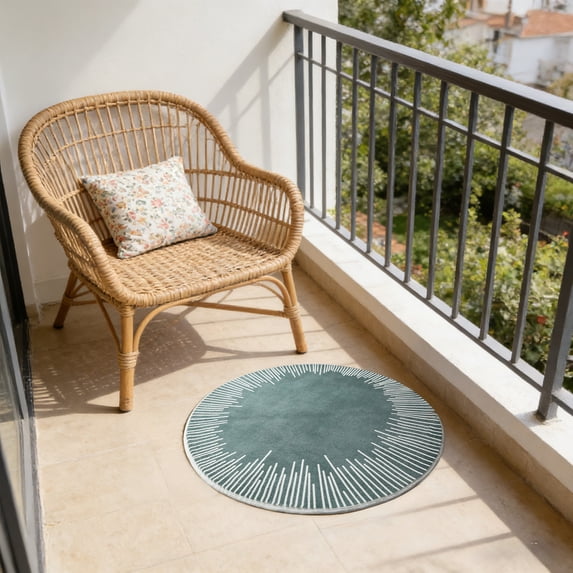Round Short Hair Rug | 23.6 Inch Modern Low Pile | Non-Shedding, Non-Slip Rubber Backing | Washable & Kid/Pet Friendly | Includes 1 Rug in Green, Purple, Blue, or Yellow