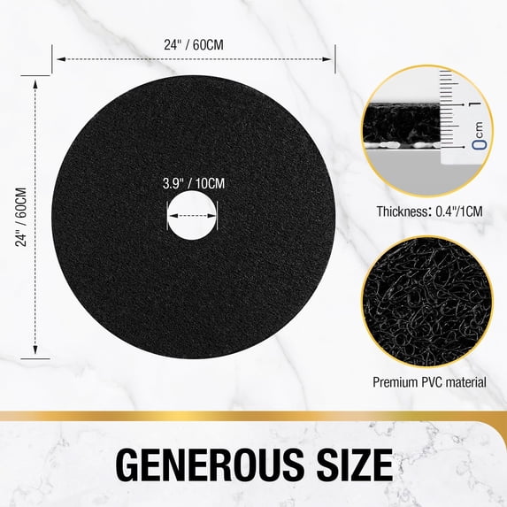 Round Shower Mat with Drain Hole in Middle, 24 Inch Diameter, Black ...