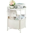 thumbnail image 1 of Round Side End Tables with Storage Bag for Living Room Bedroom, Industial Small Side Accent Bedside Table Metal, White, 1 of 9