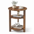 thumbnail image 1 of ZEXVIDA Round Side Table, 3-Tier Small Round End Table WithOpen Storage Shelves, Nightstand for Small Spaces, Living Room,Rustic Brown, 1 of 8