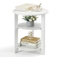 thumbnail image 1 of ZEXVIDA Round Side Table, 3-Tier Small Round End Table WithOpen Storage Shelves, Nightstand for Small Spaces, Living Room,White, 1 of 10