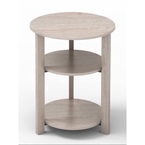 ZEXVIDA Round Side Table, 3-Tier Small Round End Table WithOpen Storage Shelves, Nightstand for Small Spaces, Living Room,oak
