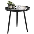 Round Side Table, Black Modern End Table, Metal Accent Table for Small