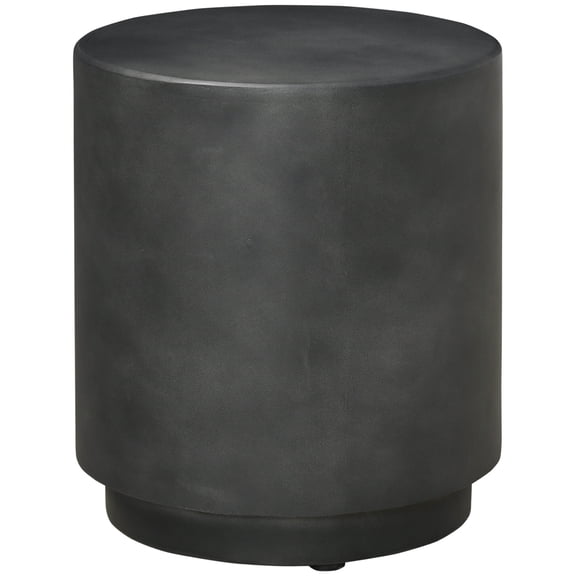 Round Side Table, Dark Gray Concrete Finish Accent Table, Lightweight End Table with Adjustable Feet for Indoor Outdoor Use, 14.5x14.5x17 Inches