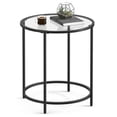 thumbnail image 1 of VASAGLE Round Side Table Glass End Table with Metal Frame Black Coffee Table with Modern Style for Living Room, Balcony, Bedroom, Black, 1 of 7