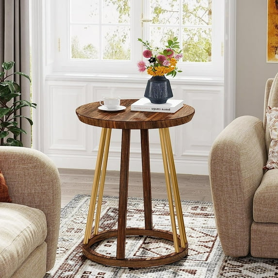 Round Side Table Gold End Table Modern Round Bedside Table Sofa Side Table for Couch