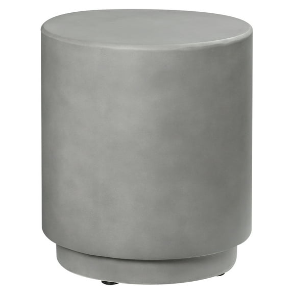 Round Side Table, Lightweight Accent Table with Concrete Finish, Nightstand with 4 Adjustable Feet for Indoor, Outdoor, Light Grey