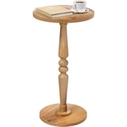 Round Side Table for Livingroom, Bedroom - Small Accent End Table Nightstand with Solid Wood Top and Pedestal Leg - Modern Drink Table for Small Spaces, Corners, Office