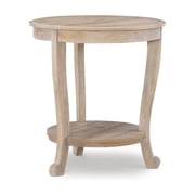 Round Side Table - Natural Wood Accent Table with Shelf - Living Room End Table