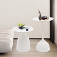 thumbnail image 1 of Round Side Table Set of 2, Metal Nesting Tables, Modern End Table Set with 16.9" & 23.6" Heights, Pedestal Coffee Table for Living Room Balcony Bedroom Office (White), 1 of 12