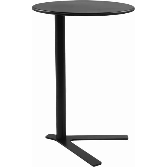 Round Side Table, Small C Shaped End Table, Couch Side Table, Modern Coffee Table, Bedside Snack Table with Y Shaped for Living Room Bedroom Office Apartment (Black, 18.9x27.2in)
