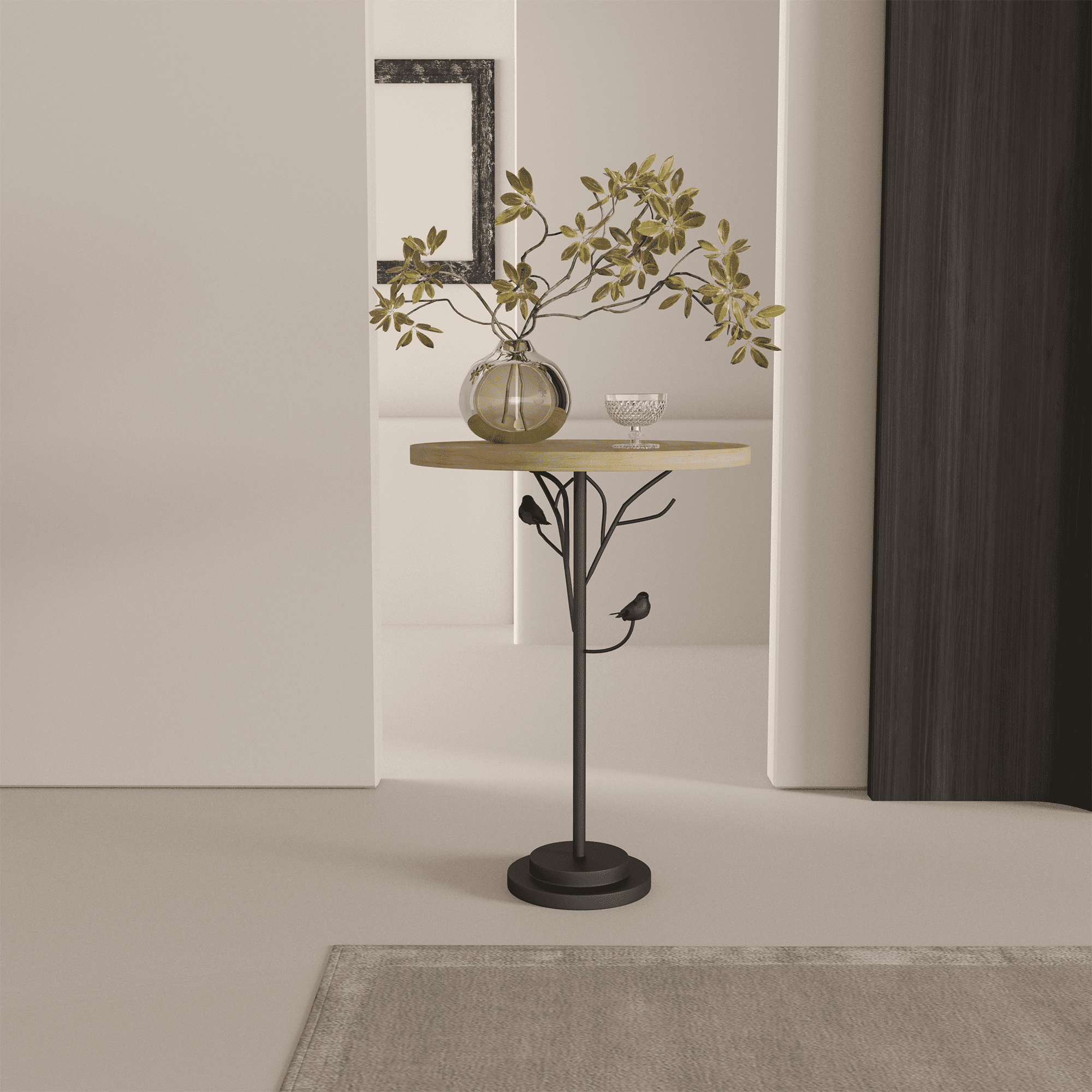 Round Side Table, Small Drink Table for Small Spaces, Modern Accent End ...