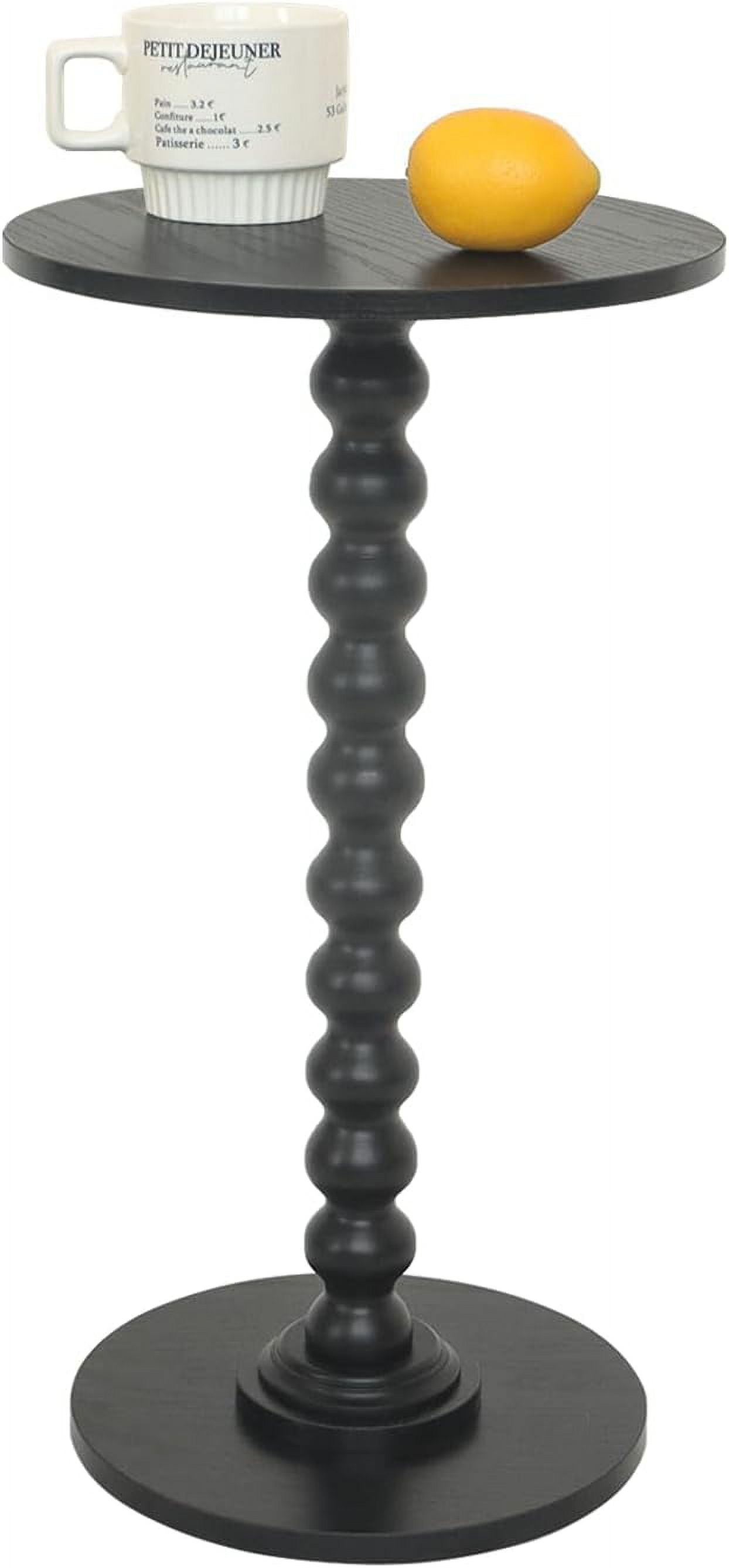 Small Round Drink Table For Tight Spaces - 24" High Pedestal Side Table With Wooden Top For Living Room, Bedroom, Bar