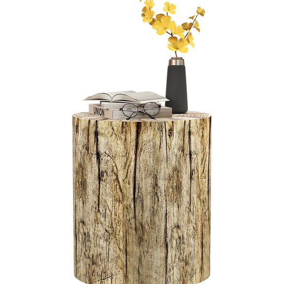 Round Side Table | Used for Holding Books and Magazines | Concrete with Realistic Wood Pattern | Maintains Balance on Uneven Surfaces