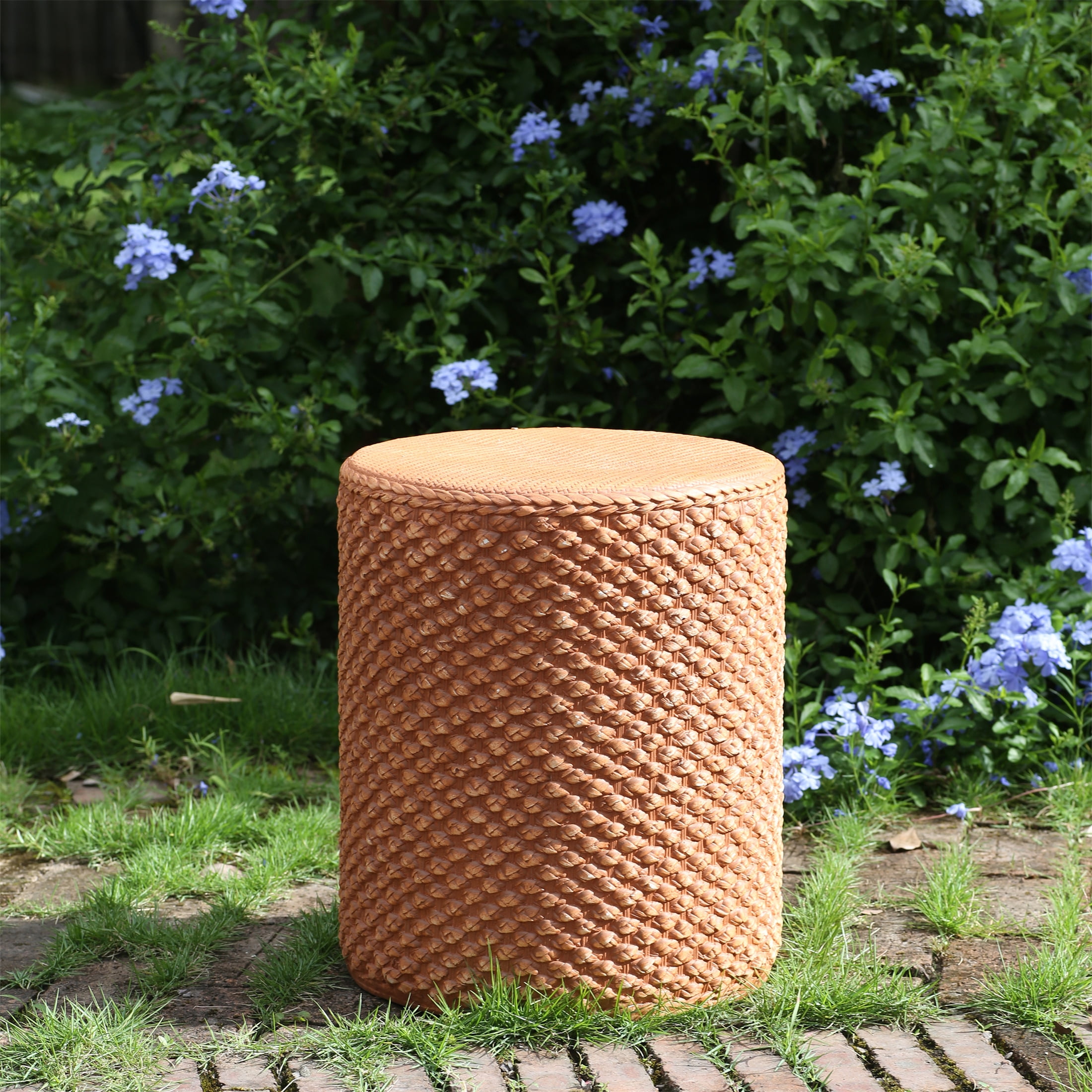 Round Side Table for Garden Balcony Deck, Brown