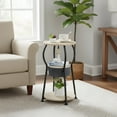 thumbnail image 1 of Round Side Table with Storage - 3-Tier End Table for Small Spaces, 1 of 9