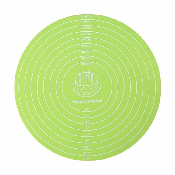 Round Silicone Baking Mat with Measurement Markings Reusable Non Dough Rolling Turntable Pad for Cakes Cookies Pizza and Bread