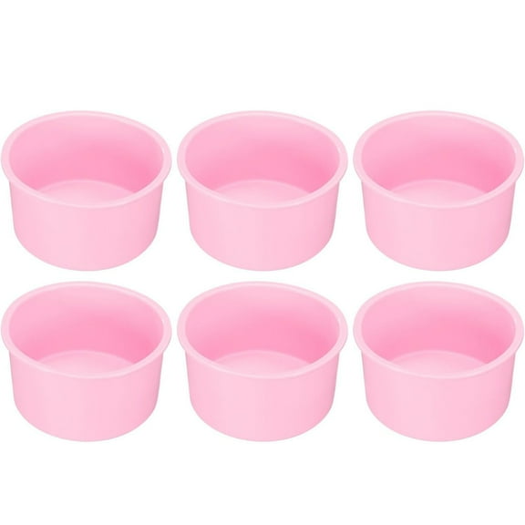 Round Silicone Cake Molds 6-Piece Set with 10x10x6cm for Baking Cupcakes, Cheesecakes and Desserts with Non-Stick and Flexible Properties