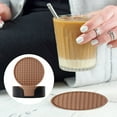 thumbnail image 1 of Round Silicone Coasters Set of 6 with Holder, Thick Non-Slip Heat Resistant Cup Mat for Cold and Hot Drinks, Tabletop Protector for Home and Office Brown, 1 of 3