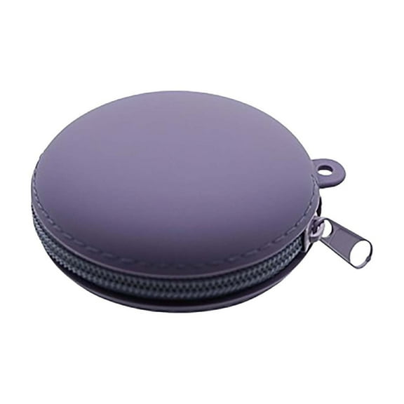 Round Silicone Coin Purse Earphone Bag Cartoon Children's Small Wallet Silicone Bag Portable Storage Bag(One Size,A)