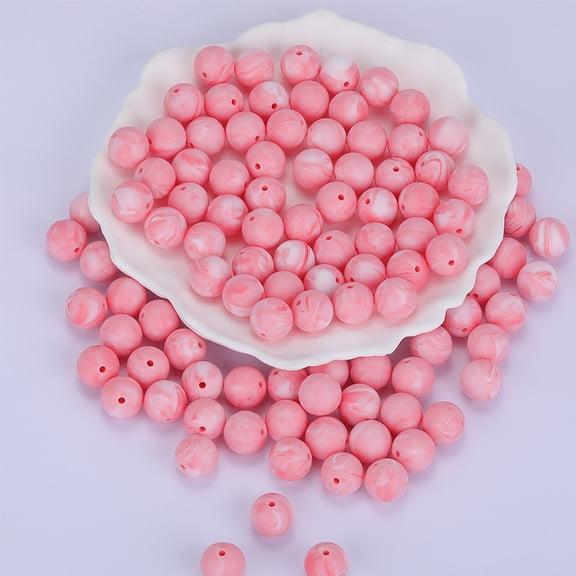Round Silicone Focal Beads Chewing Beads For Teethers DIY Nursing Necklaces Making Light Coral 15mm Hole: 2mm