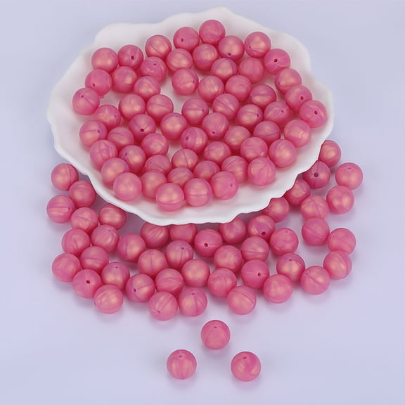 Round Silicone Focal Beads Chewing Beads For Teethers DIY Nursing Necklaces Making Misty Rose 15mm Hole: 2mm