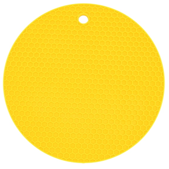 Round Silicone Heat Resistant Mat - Food Grade Microwave & Oven Pad in Yellow