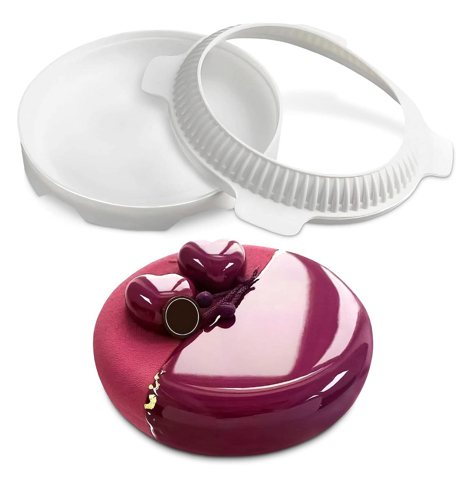 Round Silicone Mousse Cake Mold, 7.5 Inch Diameter, Flexible Non-Stick ...