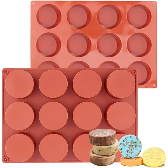 Round Silicone Soap Mold, 2 Pcs 12 Holes Handmade Shower Steamer Molds, Cylinder Soap Molds for Bath Bombs/Shower Tablets/Lotion Bars/Beeswax/Candles