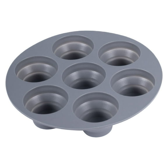 Round Silicone Tray,1 Pack Silicone Egg Bite Molds for Air Fryer,Silicone Baking Mould Tray,Nonstick 7 Cups Air Fryer Muffin Pan for Baking Egg Bite,Mini Muffins,Tart,Mini Cupcake and Quiche(Grey)