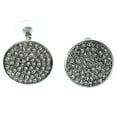 thumbnail image 1 of Round Silver-Tone Stud Earrings With Pave Rhinestone Accents For Women TME334, 1 of 1
