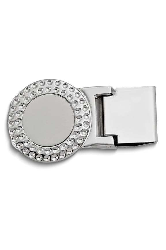 Round Silver-tone Money Clip - Engravable Personalized Gift Item