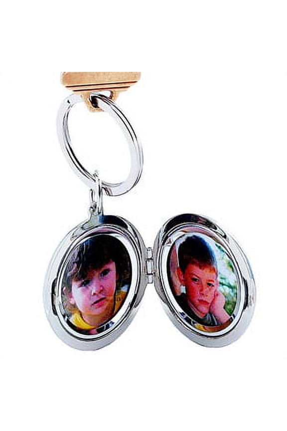 Round Silverplate Locket Key Chain - 1.250x1.250