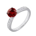 thumbnail image 1 of Round Simulated Garnet Cubic Zirconia Solitaire Ring Sterling Silver Size 9, 1 of 3
