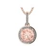 thumbnail image 1 of Round Simulated Morganite Halo Necklace 6.5mm 1.00ct Center Gemstone w/ Pure Brilliance Zirconia, Rose, 1 of 6