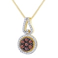 thumbnail image 1 of AFFY Round Simulated Red Garnet With White Diamond Rounded Circle Pendant Necklace In 10K Solid Yellow Gold By, 1 of 1