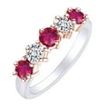 thumbnail image 1 of AFFY Round Simulated Ruby & White Natural Diamond Eternity Engagement Wedding Band Ring In 14k Solid White Gold Ring Size-6.5, 1 of 1