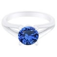 thumbnail image 1 of AFFY Round Simulated Sapphire Split Shank Solitaire Ring 1 Cttw 14k White Gold Over Sterling Silver-4, 1 of 1