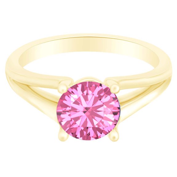 AFFY Round Simulated Tourmaline Split Shank Solitaire Ring 1 Cttw 14k Yellow Gold Over Sterling Silver-6.5