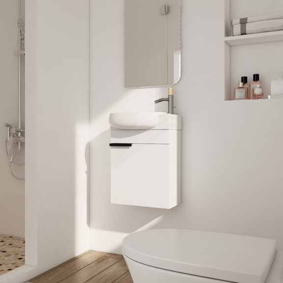 Round Single Ceramic Sink Vanity Ideal for Small Bathroom Spaces