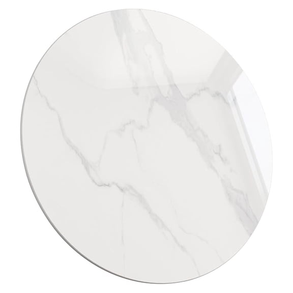 Round Sintered Stone Table Top 19.7",Replacement Table Top for Indoor & Outdoor - Heat/Scratch Resistant Waterproof Ceramic DIY Desktop,Patio/Balcony/Bistro/Caf & Dining Room (White)