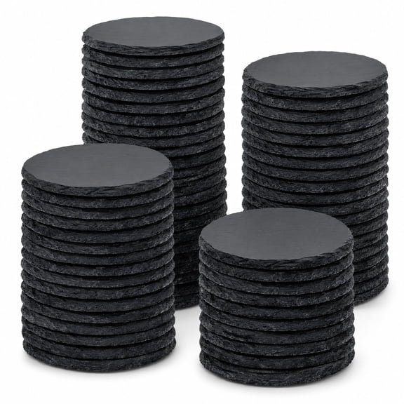 Round Slate Drink Coasters for Laser Engraving, 72 Pieces, 4 x 4 Inch, Black Natural Slate, DIY Blanks for Etching and Painting