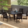 thumbnail image 1 of LeisureMod Chelsea 60" Wide Round Black Aluminum Outdoor Patio Dining Table – Modern 4-Seater for Backyard or Deck, 1 of 7