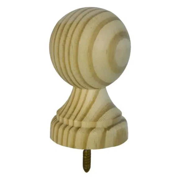 Round Small Ball Wood Finial – 4x4 Treated Pine – 1 PC – by Island Post Cap