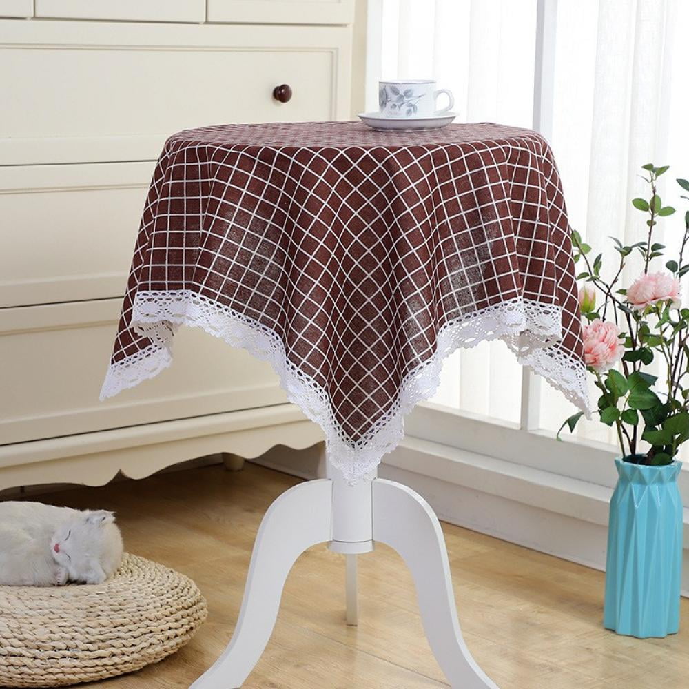 Round Small Table Cloth Plaid Macrame Lace Tablecloth for Round